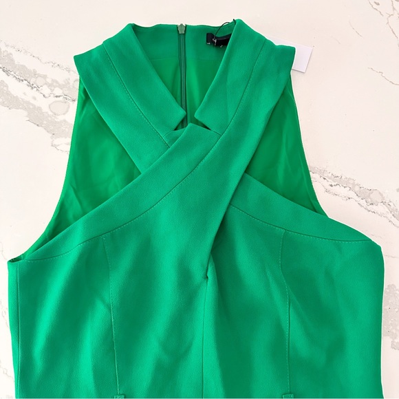 Karen Millen Structured Crepe Halter Neck Belted Wide Leg Jumpsuit - Picture 6 of 10